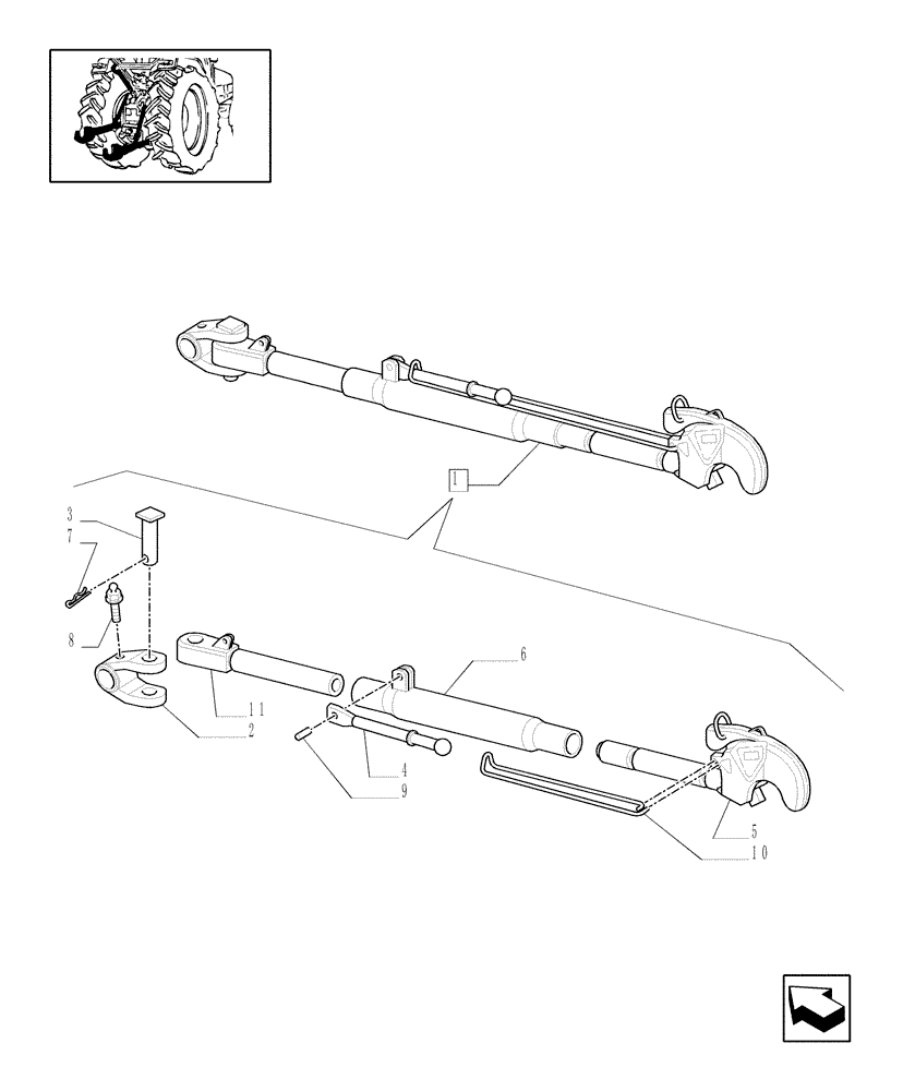 Схема запчастей Case IH MXU115 - (1.89.6/01A) - THIRD-LINK SPRAG - PARTS - C6242 (09) - IMPLEMENT LIFT