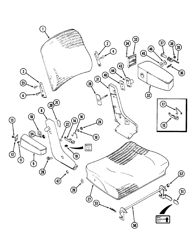 Схема запчастей Case IH 2090 - (9-516) - SWIVEL SEAT ASSEMBLY, ARMS AND BACKREST (09) - CHASSIS/ATTACHMENTS