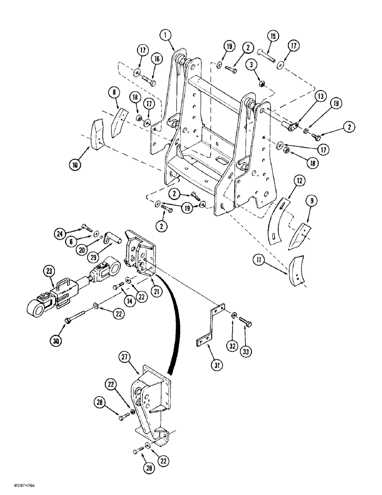 Схема запчастей Case IH 9380 QUADTRAC - (9-008) - THREE POINT HITCH UPPER AND LOWER LINK MOUNTS, P.I.N. JEE0069308 AND AFTER (09) - CHASSIS/ATTACHMENTS