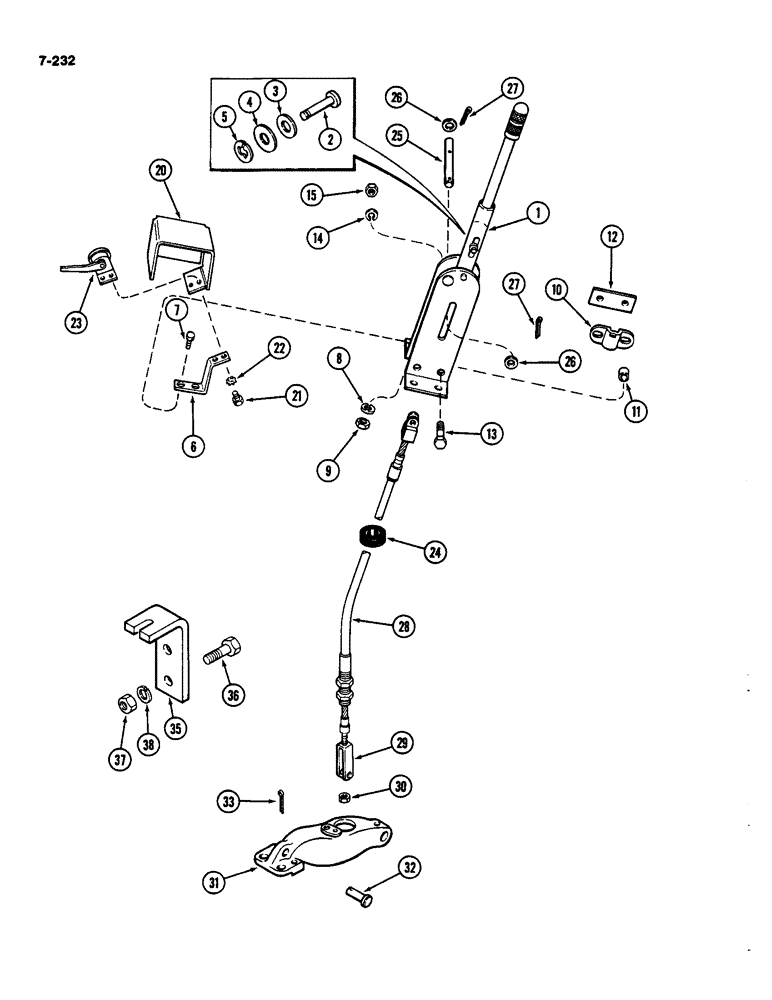 Схема запчастей Case IH 4490 - (7-232) - PARKING BRAKE LINKAGE (07) - BRAKES