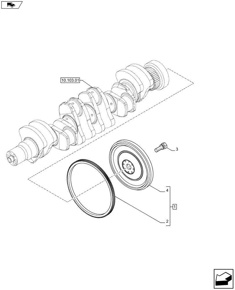 Схема запчастей Case IH F4GE9684B J605 - (10.103.02) - FLYWHEEL - ENGINE (504020729) (10) - ENGINE