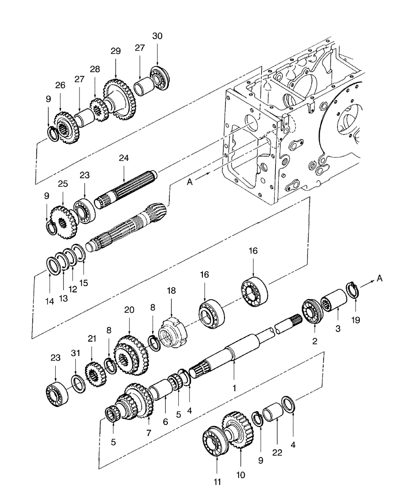 Схема запчастей Case IH FARMALL 35 - (03.12) - REAR TRANSMISSION GEARS, W/HST (03) - TRANSMISSION