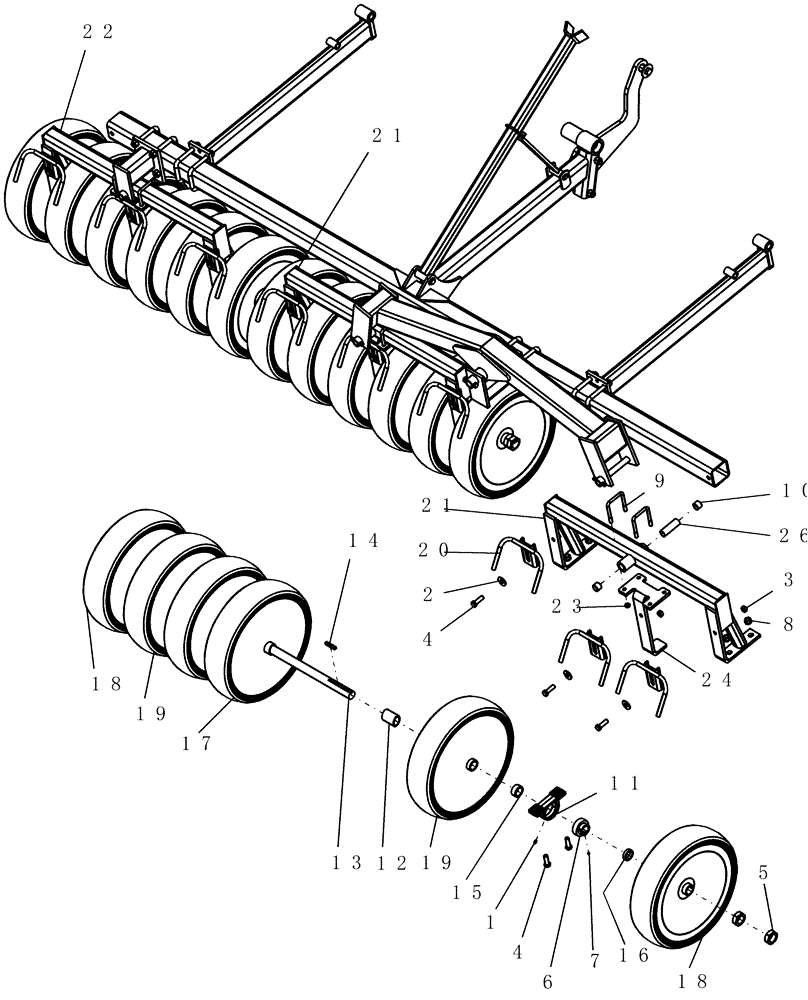 Схема запчастей Case IH 700 - (75.200.11) - PACKER, INNER WING - 10" SPACING (75) - SOIL PREPARATION