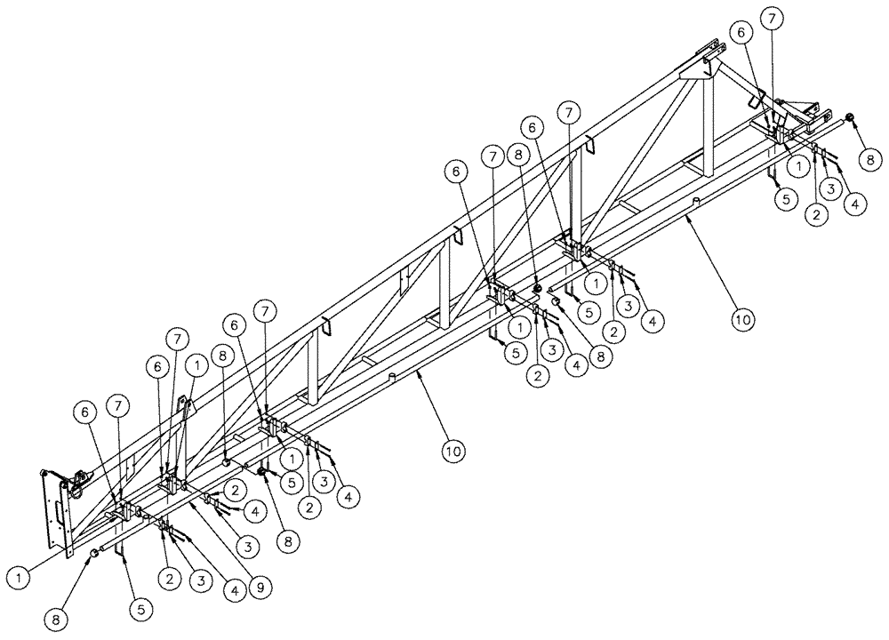 Схема запчастей Case IH SPX3320 - (09-042) - NOZZLE SPACING GROUP, 5 SECTION MID, 20/30" ON CENTER PLBG Liquid Plumbing