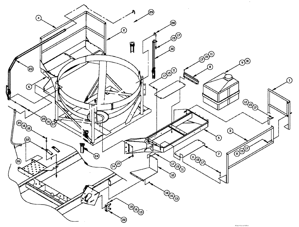 Схема запчастей Case IH 3150 - (09-009) - RINSE TANK & DECK ASSEMBLY, SPHERICAL Liquid Plumbing