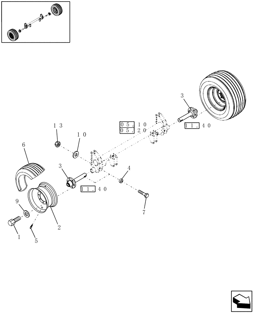 Схема запчастей Case IH RBX563 - (11.05) - WHEELS, 8 PLY 16" (11) - WHEELS