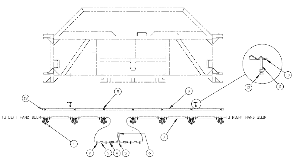 Схема запчастей Case IH 3185 - (09-042) - 75 CENTER, 5 - BOOM SHUTOFF, 20" NOZZLE SPACING Liquid Plumbing