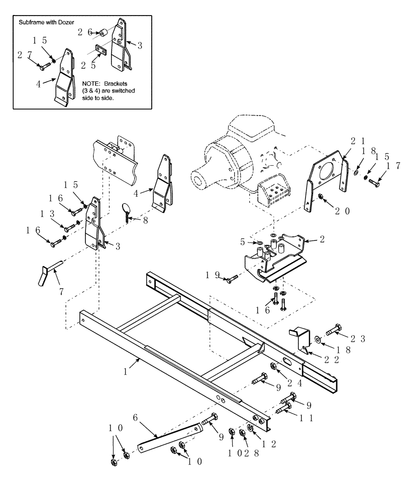 Схема запчастей Case IH 716392006 - (07) - SUBFRAME, 715451036 - D35, DX35, D40, DX40, D45, DX45 TRACTORS 