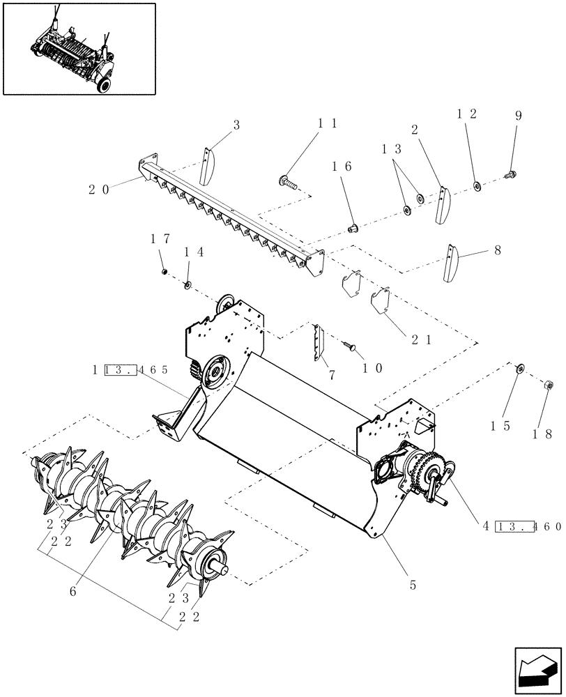 Схема запчастей Case IH RBX463 - (13.620) - ROTOR FEEDER (13) - FEEDER