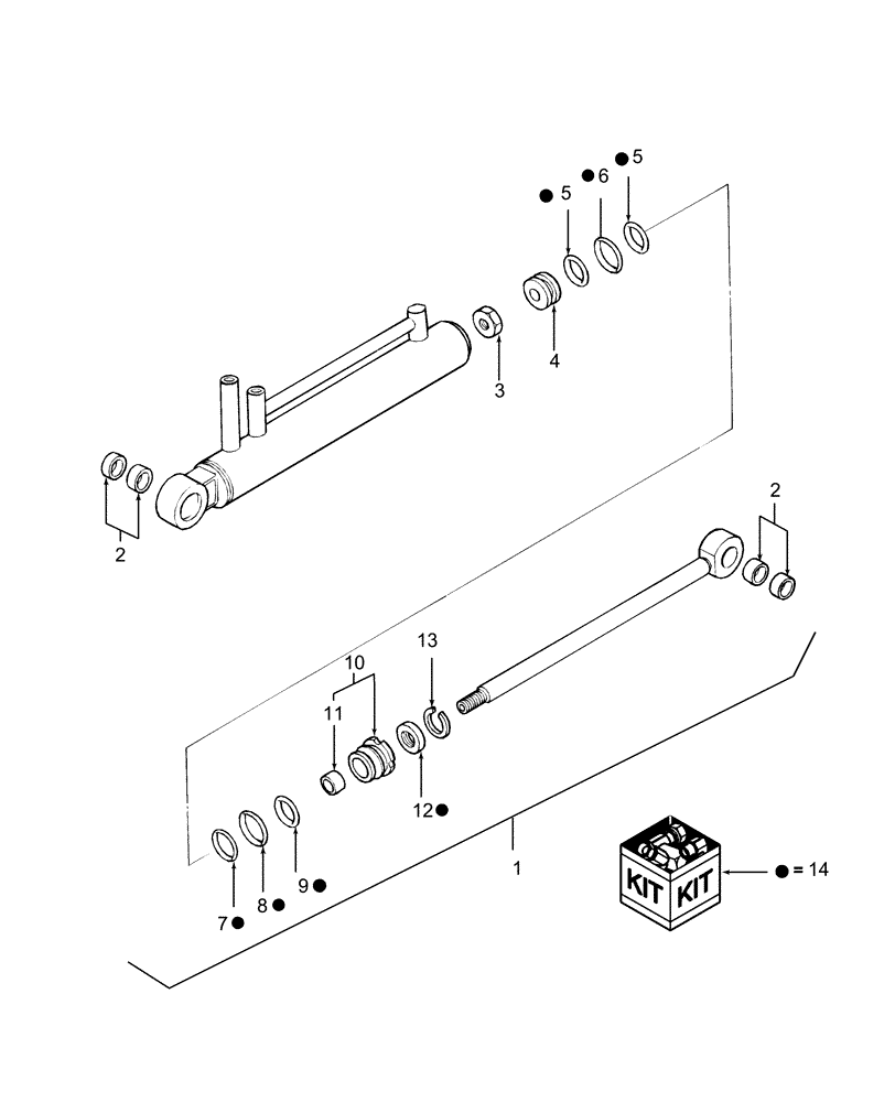 Схема запчастей Case IH DX23 - (04.07) - POWER STEERING CYLINDER (04) - FRONT AXLE & STEERING