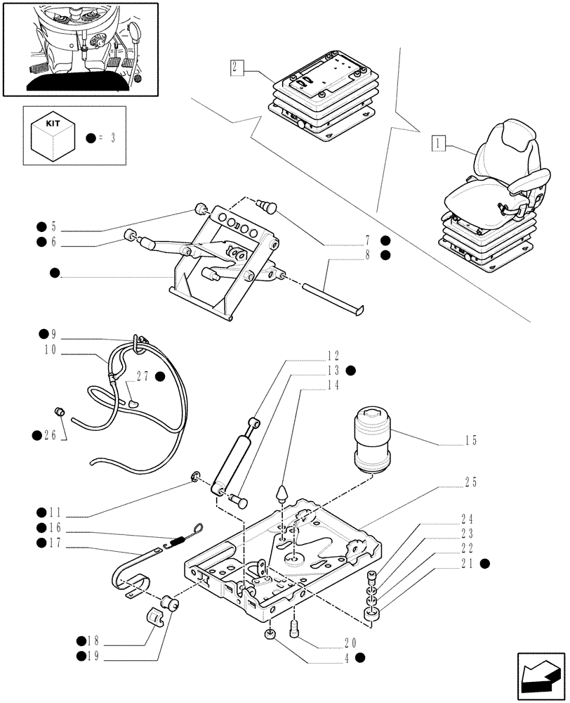 Схема запчастей Case IH MXU115 - (1.93.3/ F[05]) - (VAR.859) "GRAMMER" DELUXE SEAT W/AIR SPRING, W/BELTS AND W/SWITCH - BREAKDOWN - W/CAB (10) - OPERATORS PLATFORM/CAB