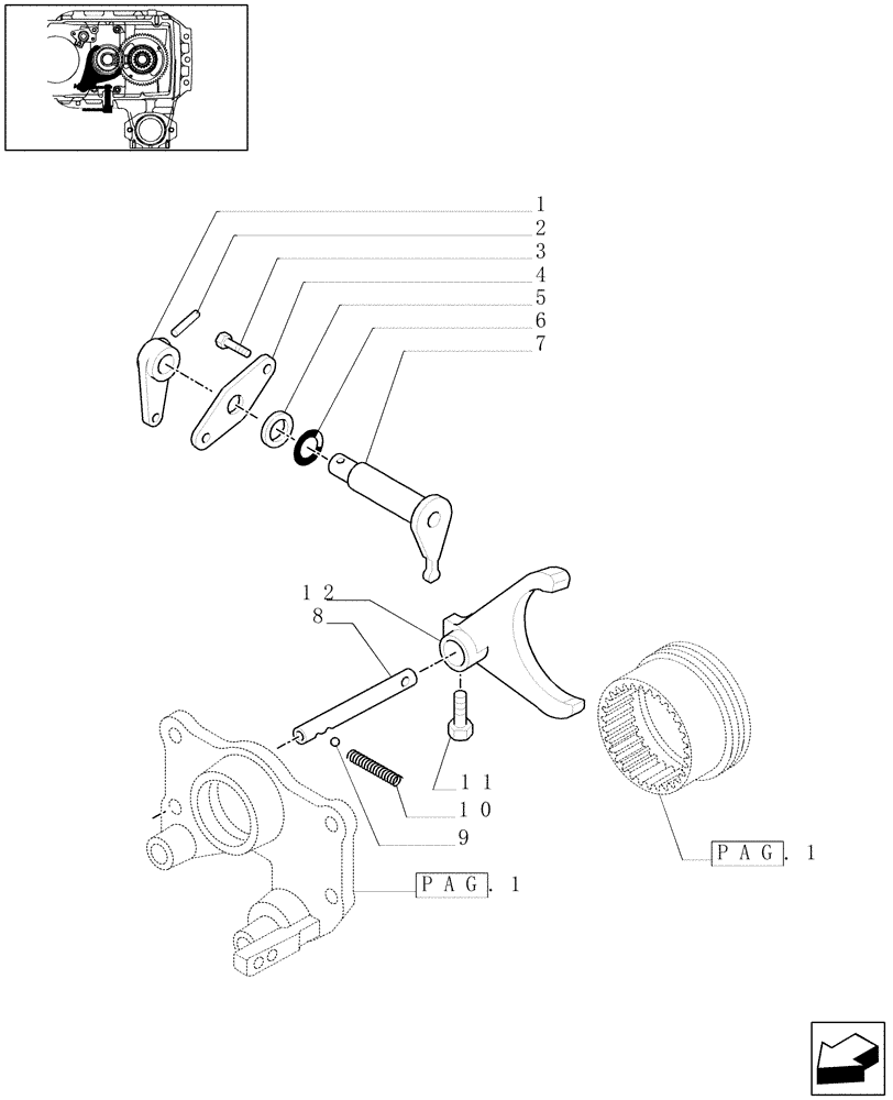 Схема запчастей Case IH MAXXUM 115 - (1.32.3[02]) - CREEPER FOR TRANSMISSION 12X12 - GEARSHIFT MECHANISM (VAR.330330) (03) - TRANSMISSION