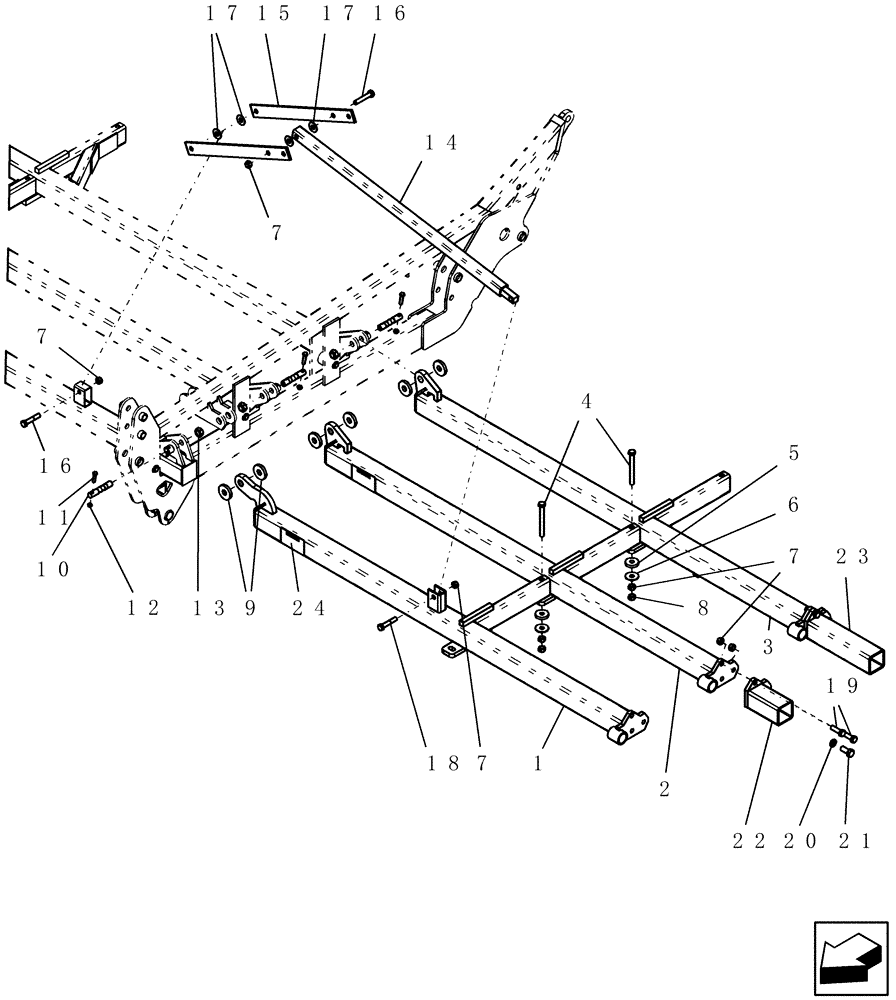 Схема запчастей Case IH ATX400 - (1.280.1) - 9 THREE SECTION OUTER WING (FRONT) - 33 MODEL SHOWN (12) - FRAME