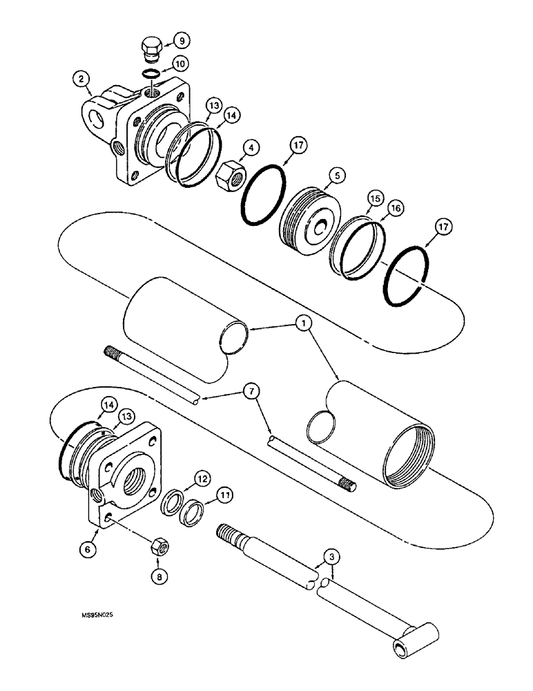 Схема запчастей Case IH 4900 - (8-24) - PRIMARY WING LIFT CYLINDER - 224795C92, 4" (102 MM) ID - IOWA INDUSTRIAL HYDRAULICS MANUFACTURED (08) - HYDRAULICS