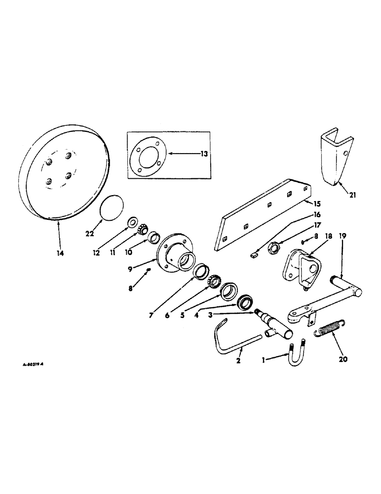 Схема запчастей Case IH 521 - (AA-13) - REAR FURROW STEEL WHEEL UNIT SPRING LOADED, 1964 & UP, PRODUCT GRAPHICS 