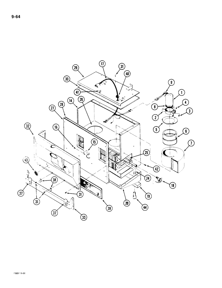 Схема запчастей Case IH 9190 - (9-64) - AIR CONDITIONING AND HEATER MODULE ASSEMBLY, PRIOR TO P.I.N. 131-03213 (09) - CHASSIS/ATTACHMENTS