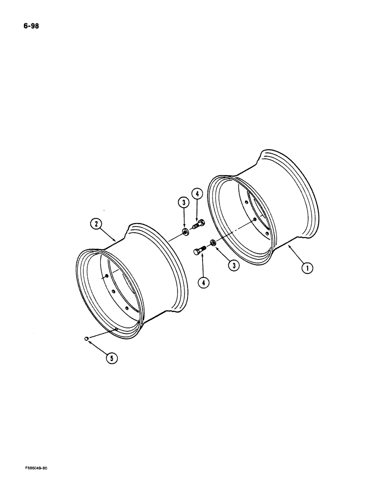 Схема запчастей Case IH STEIGER - (6-098) - WHEELS, MOUNTED ON INNER AND OUTER HUBS, K592 BAR AXLE (06) - POWER TRAIN