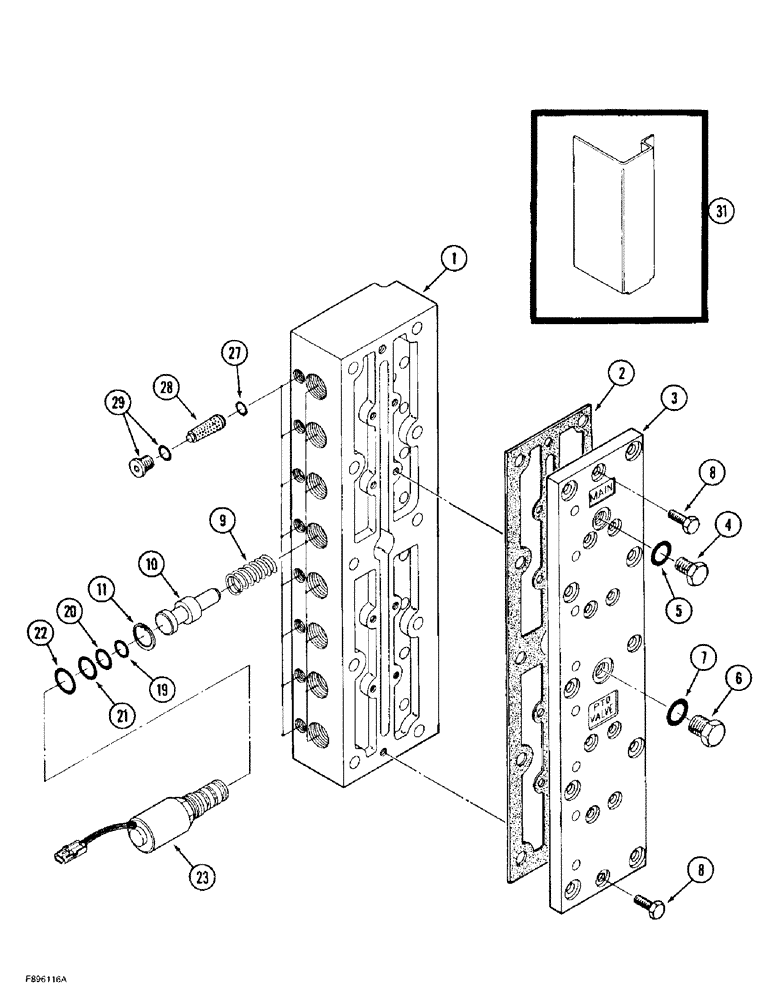 Схема запчастей Case IH 9380 - (6-032) - POWER SHIFT TRANSMISSION ASSEMBLY, RANGE SELECTOR VALVE ASSEMBLY (06) - POWER TRAIN