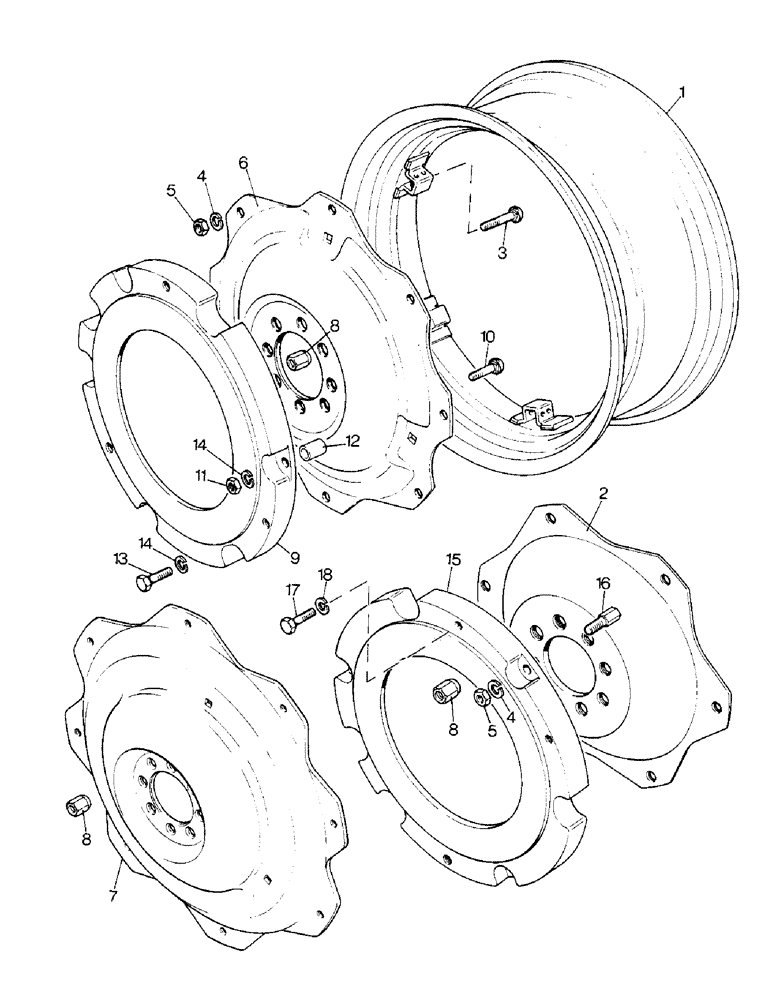 Схема запчастей Case IH 1290 - (T-01) - REAR WHEELS AND BALLAST WEIGHTS (11) - WHEELS & WEIGHTS