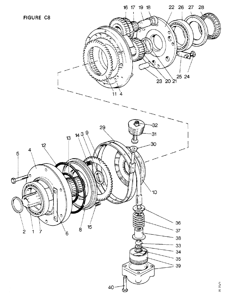 Схема запчастей Case IH 1410 - (C08-1) - GEARBOX, REAR PLANETARY UNIT, 1412, 1412Q, 1412G, 1412SK Gearbox