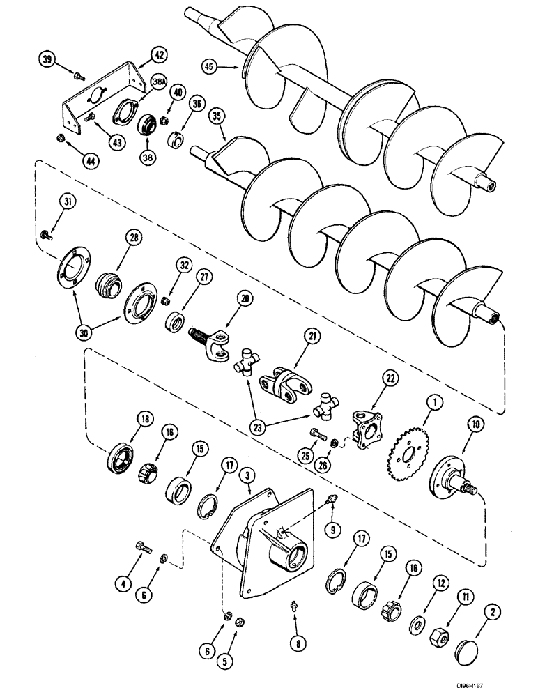 Схема запчастей Case IH 2144 - (9D-19A) - INCLINED DELIVERY AUGER (16) - GRAIN ELEVATORS & AUGERS