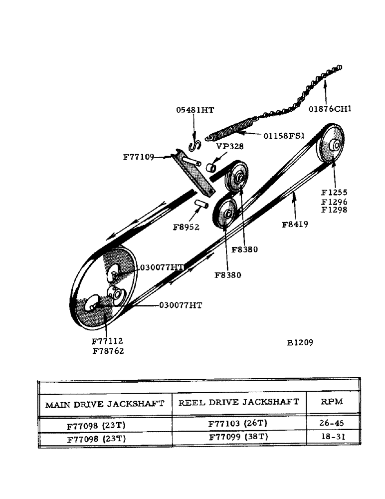 Схема запчастей Case IH 800 - (012) - REEL DRIVE (58) - ATTACHMENTS/HEADERS