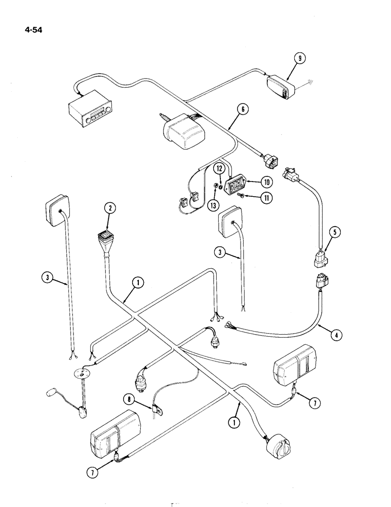 Схема запчастей Case IH 1194 - (4-54) - ELECTRICAL WIRING, CAB (04) - ELECTRICAL SYSTEMS