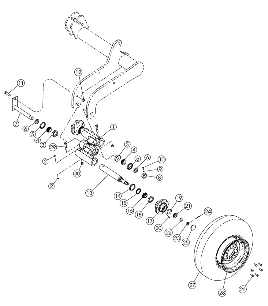 Схема запчастей Case IH 340 - (44.100.02) - ROCKSHAFT TANDEM 6-BOLT PARTS (44) - WHEELS