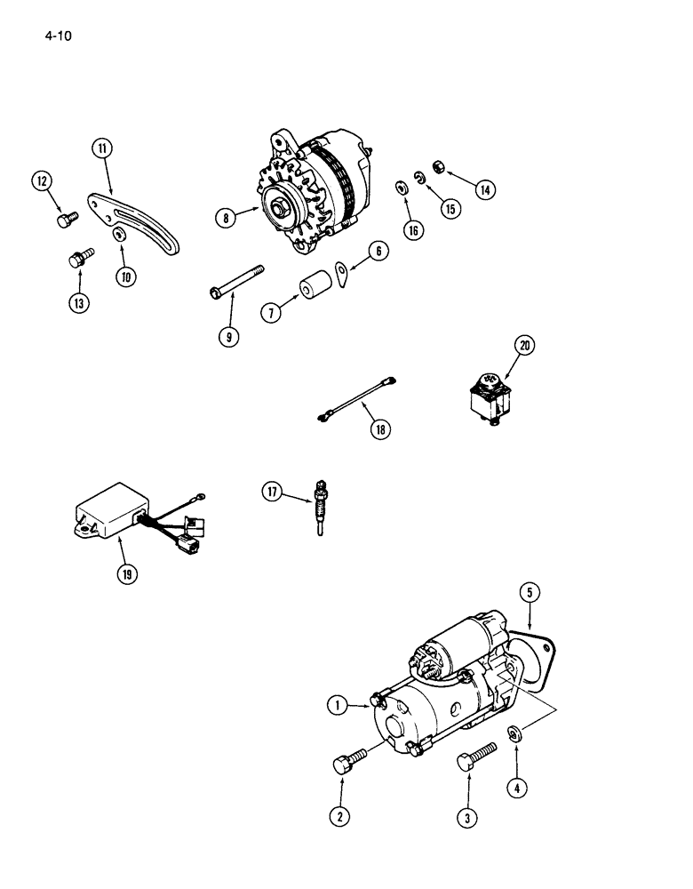 Схема запчастей Case IH 265 - (4-10) - STARTER MOUNTING (04) - ELECTRICAL SYSTEMS