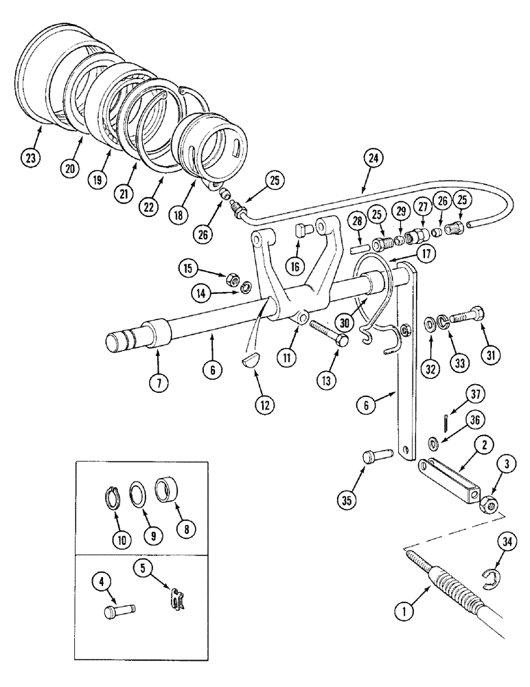 Схема запчастей Case IH 1394 - (6-268) - PTO CLUTCH RELEASE MECHANISM, TRACTORS WITH CAB (06) - POWER TRAIN