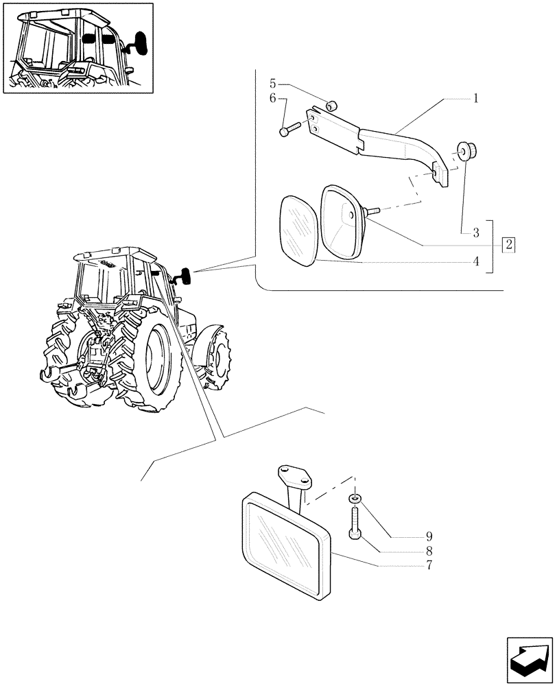 Схема запчастей Case IH MXU130 - (1.93.6) - CAB - REAR-VIEW MIRRORS (10) - OPERATORS PLATFORM/CAB