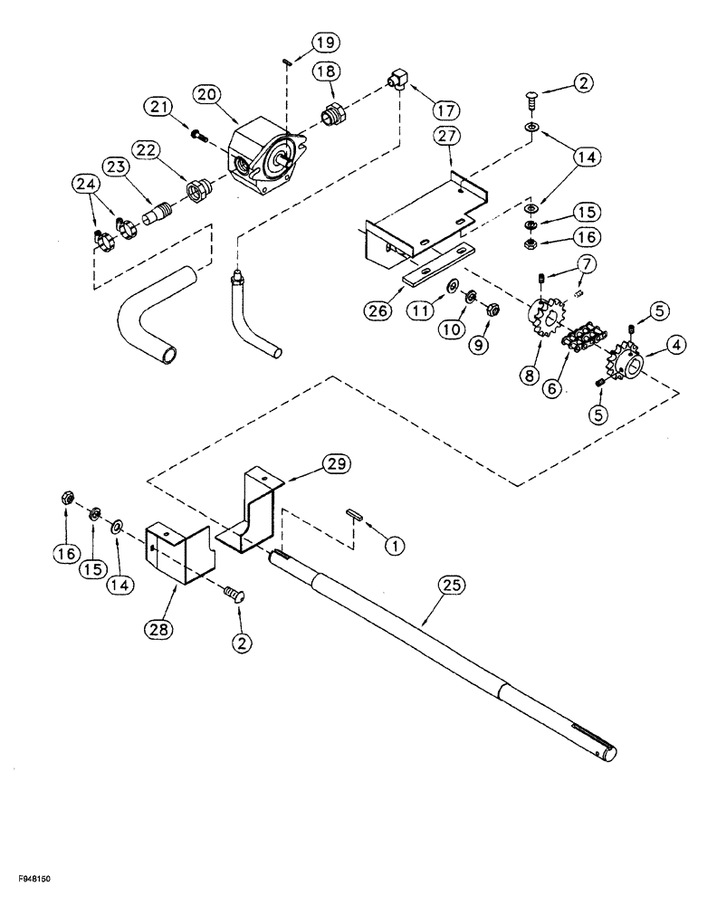 Схема запчастей Case IH 1260 - (8-016) - HYDRAULIC PUMP AND COUPLING, SELF CONTAINED HYDRAULICS (07) - HYDRAULICS