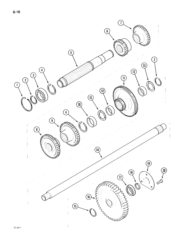 Схема запчастей Case IH 495 - (6-016) - SPEED TRANSMISSION COUNTERSHAFT, WITH CREEPER (06) - POWER TRAIN