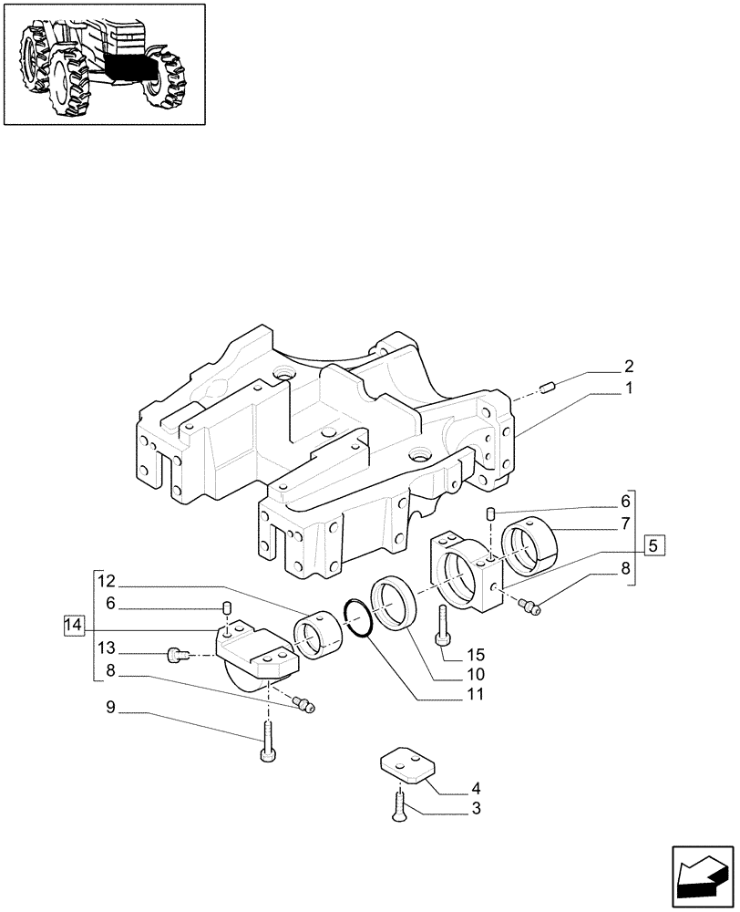 Схема запчастей Case IH JX1070C - (1.21.1/05) - (VAR.031) FRONT HPL W/PTO & BRAKES W/ELECT. CONTROL - SUPPORT (03) - TRANSMISSION