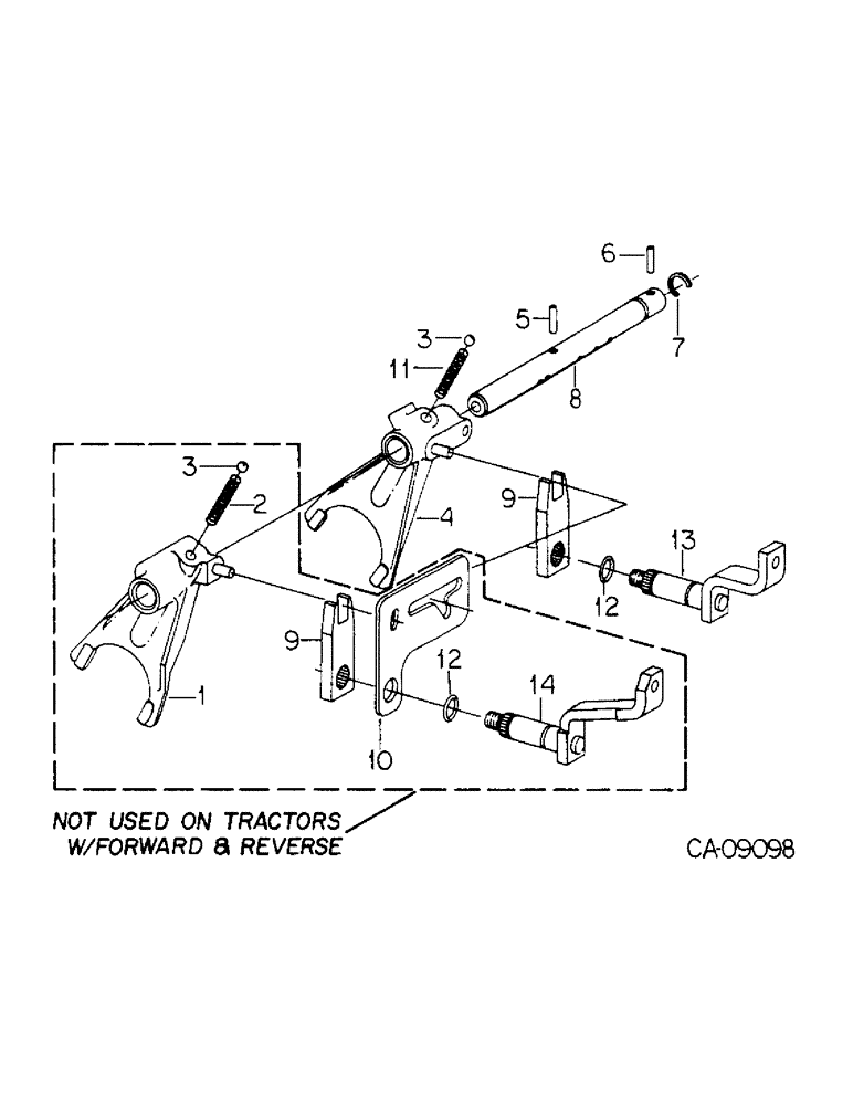 Схема запчастей Case IH 484 - (07-27) - DRIVE TRAIN, GEAR SHIFT MECHANISM, RANGE TRANSMISSION, H PATTERN SHIFT, TRACTORS W/S/N 10138 & BELOW (04) - Drive Train