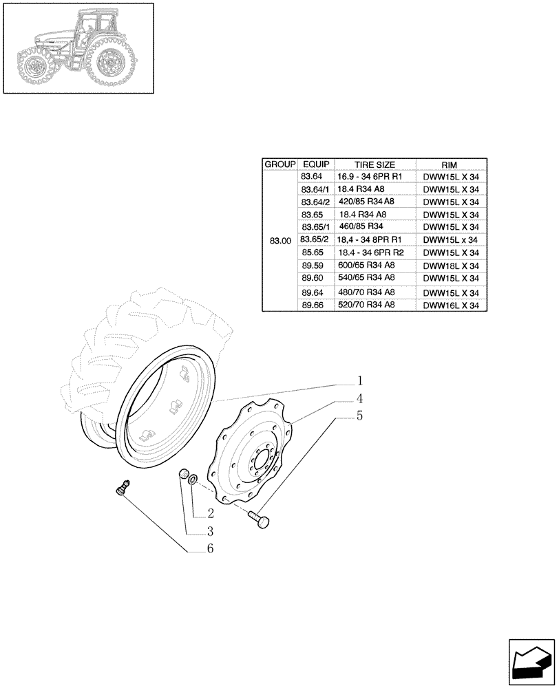 Схема запчастей Case IH JX1070U - (83.00[03]) - RIM (DRIVE WHEELS) (11) - WHEELS/TRACKS