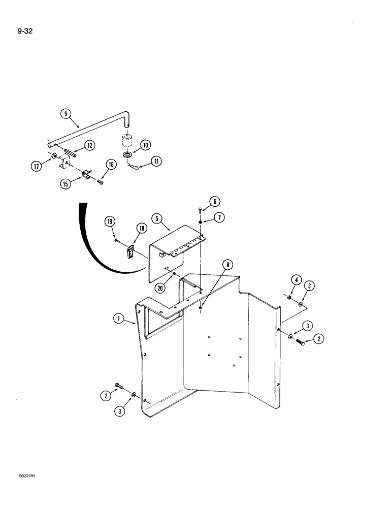 Схема запчастей Case IH 9210 - (9-032) - HYDRAULIC OIL TANK COVER (09) - CHASSIS/ATTACHMENTS