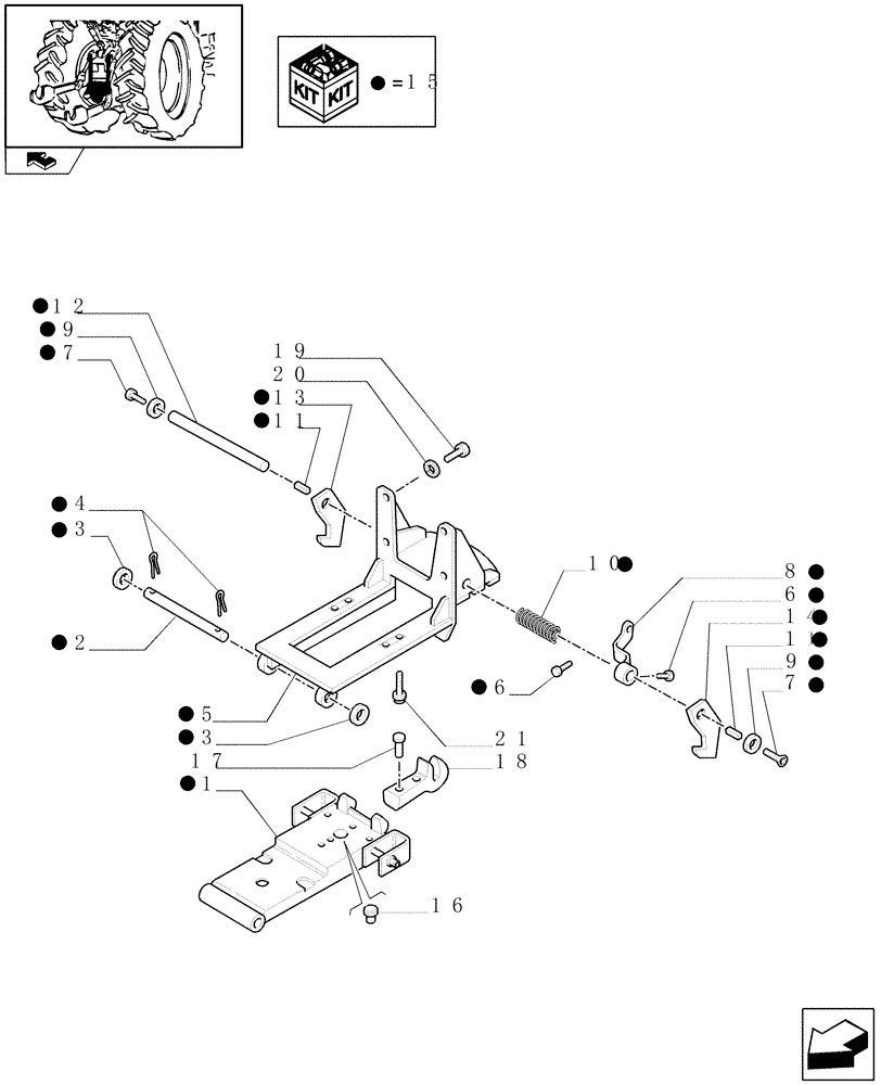 Схема запчастей Case IH MAXXUM 115 - (1.89.3[01]) - AUTOMATIC PICK UP/DROP DOWN HITCH WITH SWINGING DRAWBAR - FRAME (VAR.331943) (09) - IMPLEMENT LIFT