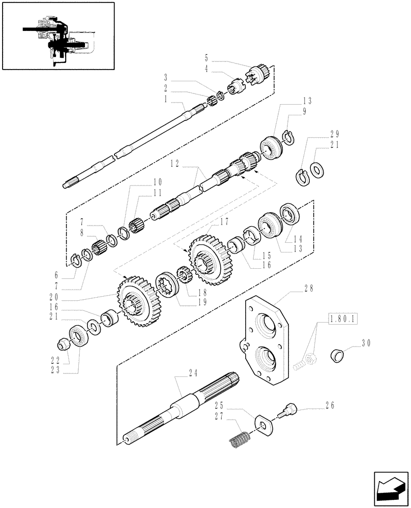 Схема запчастей Case IH JX1075C - (1.80.1/07[01]) - (VAR.020) POWER TAKE-OFF 540/540E RPM WITH GROUND SPEED FOR ADIC (07) - HYDRAULIC SYSTEM