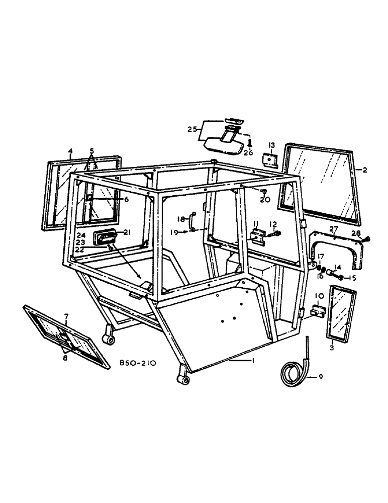 Схема запчастей Case IH 585 - (13-071) - FRAME AND WINDOWS, SUPER DE-LUXE CAB (05) - SUPERSTRUCTURE