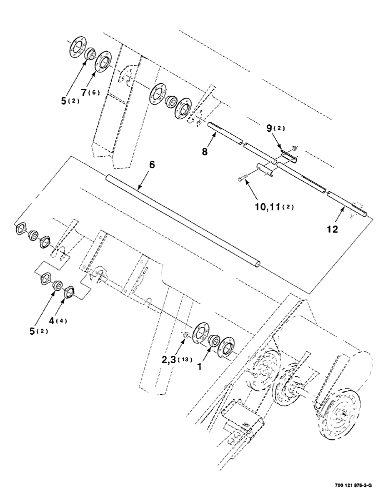 Схема запчастей Case IH 8220 - (3-04) - CROSS SHAFT ASSEMBLY, 21 FOOT ONLY (58) - ATTACHMENTS/HEADERS