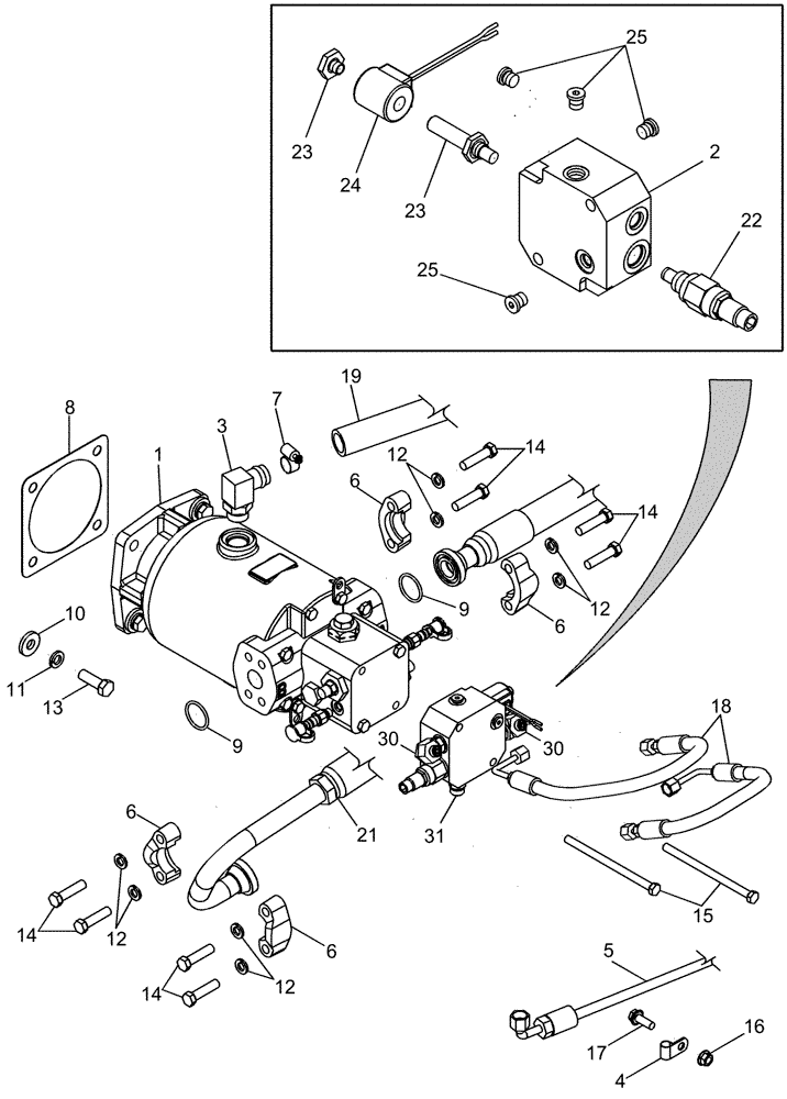 Схема запчастей Case IH 420 - (06-05) - HYDROSTATIC MOTOR AND TRANSMISSION PRESSURE RELEASE VALVE (03) - POWER TRAIN