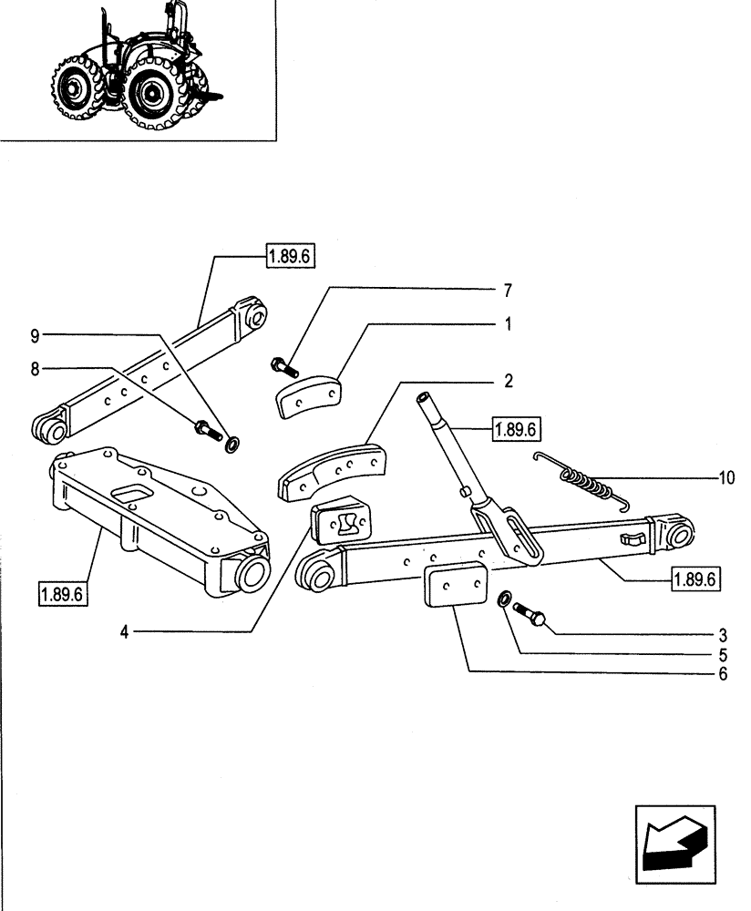 Схема запчастей Case IH JX80 - (1.89.6/05) - (VAR.902/1) REBOUND STOP PLATES - FOR HIGH CLEARANCE VERSION (09) - IMPLEMENT LIFT