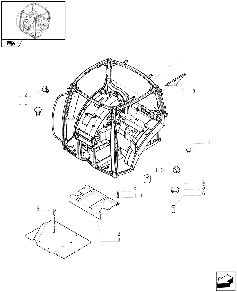 Схема запчастей Case IH MAXXUM 140 - (1.92.1) - CAB FRAME (10) - OPERATORS PLATFORM/CAB