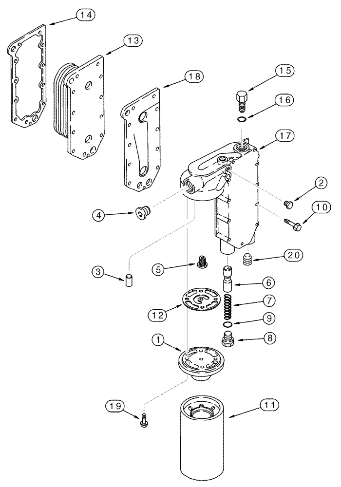 Схема запчастей Case IH 620 - (02-18) - OIL FILTER AND COOLER (01) - ENGINE