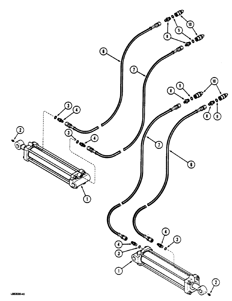 Схема запчастей Case IH 181 - (8-04) - FRAME FOLD HYDRAULIC CIRCUIT, 27-1/2, 30-1/2 AND 41 FOOT HOE, PRIOR TO PIN JAG 0211512 (08) - HYDRAULICS