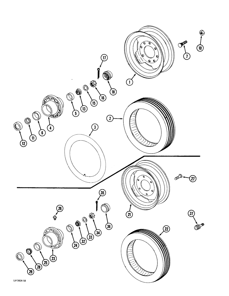 Схема запчастей Case IH 8100 - (9B-36) - MAIN FRAME WHEEL (09) - CHASSIS/ATTACHMENTS