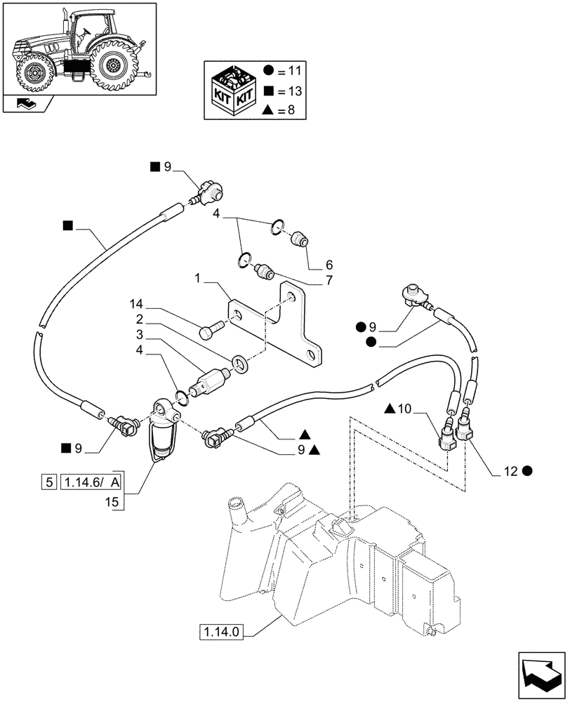 Схема запчастей Case IH MAXXUM 130 - (1.14.6) - FUEL LINES (02) - ENGINE EQUIPMENT