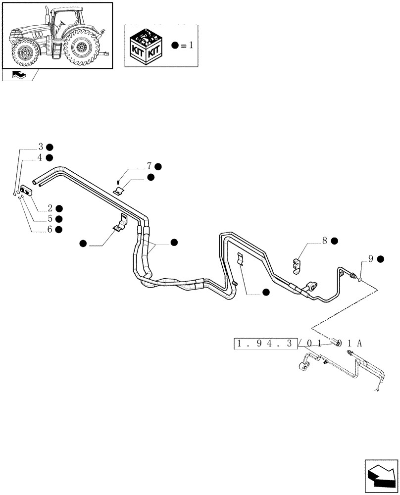 Схема запчастей Case IH MAXXUM 115 - (1.94.3/01[02A]) - AIR CONDITIONING SYSTEM PIPES - D6663 (10) - OPERATORS PLATFORM/CAB