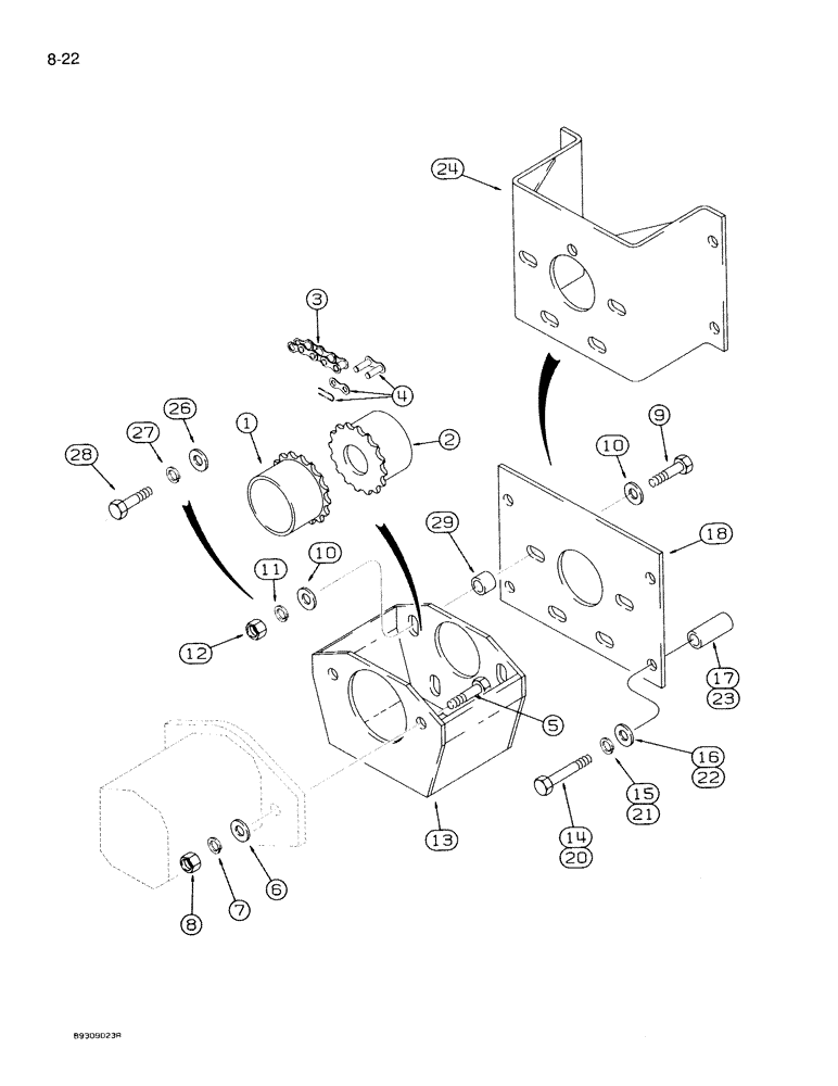 Схема запчастей Case IH 950 - (8-022) - BLOWER PUMP MOUNTING PARTS, 24 ROW NARROW, FRONT FOLD, MAGNUM SERIES TRACTORS (08) - HYDRAULICS